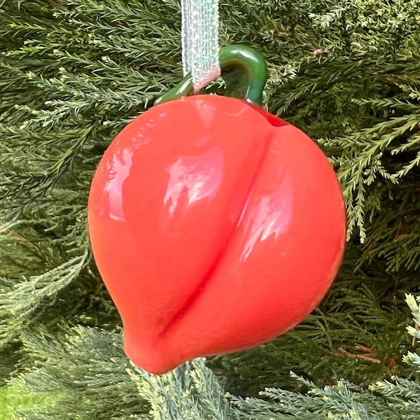 Handblown Glass Peach Christmas Ornament: Unique Food Art Decor