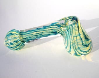 Inside-out Color-change Glass Pipes with Blue & White Spiral Cane in Slumped Hammer design