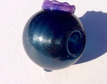 Dark Sparkly Blueberry Glass Pipe - Unique Smoking Bowl - Stylish Smoke Accessory - Fruit Decor