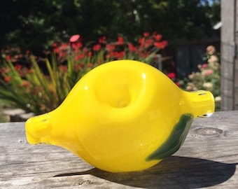 Handcrafted Lemon Glass Pipe - Unique Fruit Design - Novelty Smoking Accessory