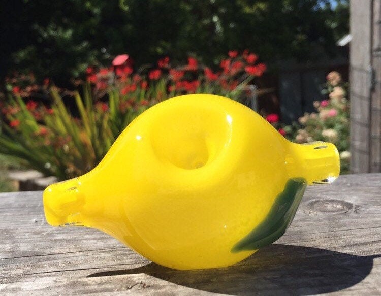 Handcrafted Lemon Glass Pipe - Unique Fruit Design - Novelty Smoking Accessory