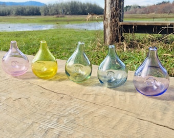 Rain Drop Glass Pipes - Rainbow Colors, Set or Individually - Kinetic Smoking Bowls, Art Decor