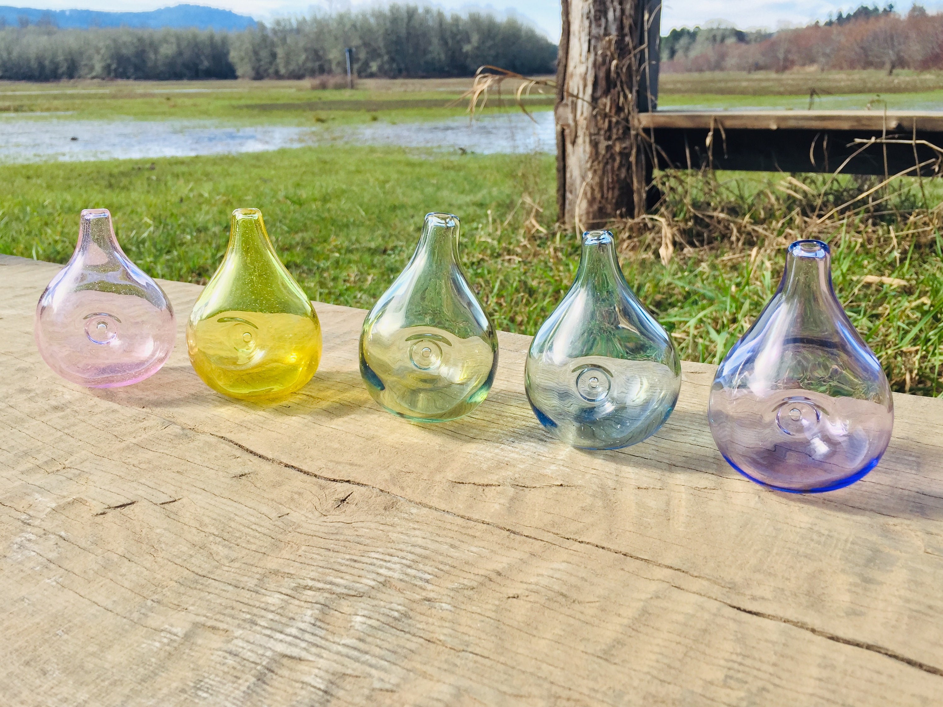 Rain Drop Glass Pipes - Rainbow Colors, Set or Individually - Kinetic Smoking Bowls, Art Decor