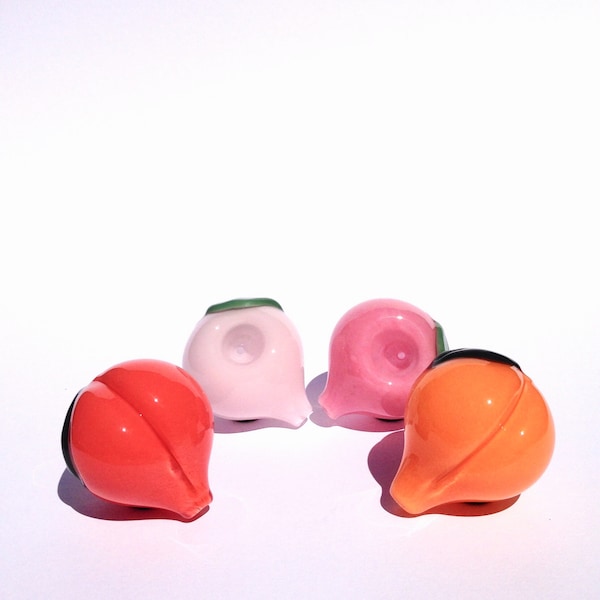 Glass Pipe - Handcrafted Peach - Pink Novelty Smoking Bowl - Unique Fruit Decor - Gift Under 50