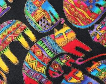 Laurel Burch FANCIFUL FELINES Black Cats Fabric - BTHY
