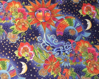 Laurel Burch CELESTIAL MAGIC Navy Orange Metallic - BTHY