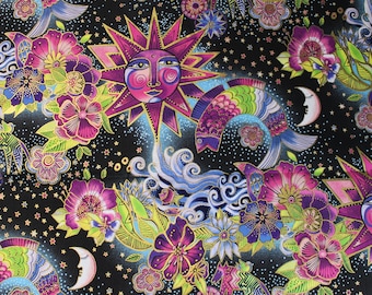 Laurel Burch CELESTIAL MAGIC Navy Purple Metallic - BTHY