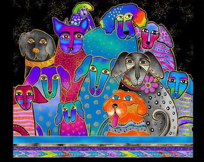 Curated visual reference: Fresh Look at Laurel Burch Kindred Canines Multi Fabric Panel 24 X 44