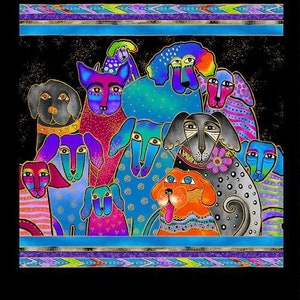 Laurel Burch KINDRED CANINES Multi Fabric Panel - 24" x 44"