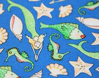 MARY ENGELBREIT Quilt Fabric Mermaid Merriment Coordinate Blue - BTHY