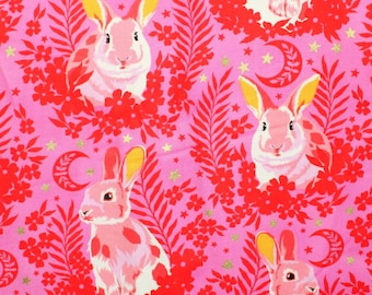 Tula Pink BESTIES Hop To It Rabbits Blossom Cotton Quilt Fabric - BTHY