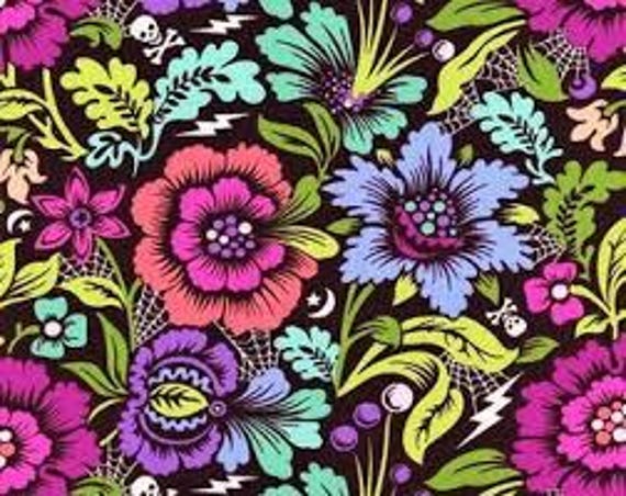 Tula Pink NIGHTSHADE Deja Vu Quilt Fabric Spider Blossom Equinox