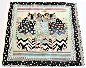 Cats FABRIC PANEL Tapestry Jacquard Pillow Panel - Cat Trio Black Tribal