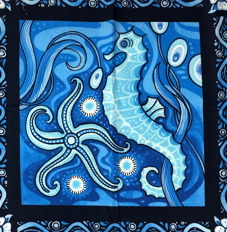 LUMINARIA Fabric Panel in Blue by Julie Paschkis for in the Etsy