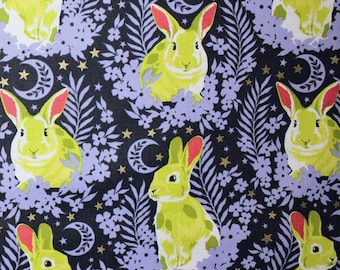 Tula Pink BESTIES Hop To It  Rabbits Bluebell Cotton Quilt Fabric - BTHY