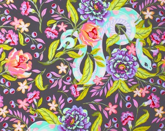 Tula Pink MOON GARDEN Hissy Fit Snakes Dusk Quilt Fabric - BTHY