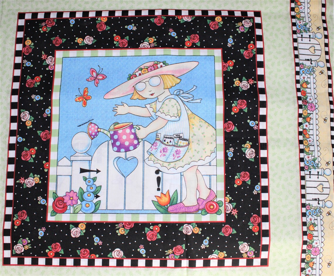 MARY ENGELBREIT Vintage Quilt Fabric Bloom Where You're Etsy