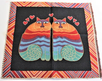 Cats FABRIC PANEL Tapestry Jacquard Pillow Panel - Rainbow Cats