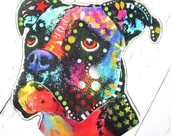 Opstrijkbare stoffen BOXER hondenkunst handgesneden quiltstof - 9,25 x 9 inch