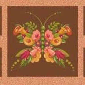 WHOLESALE CLEARANCE Mary Engelbreit Quilt Fabric Flutterby Panel - Brown