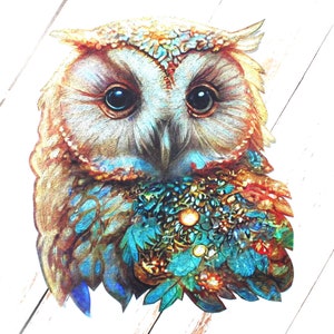 Iron-on APPLIQUE Mystic Owl Fabric Hand-cut Quilt Fabric - 8" x 9 1/2"