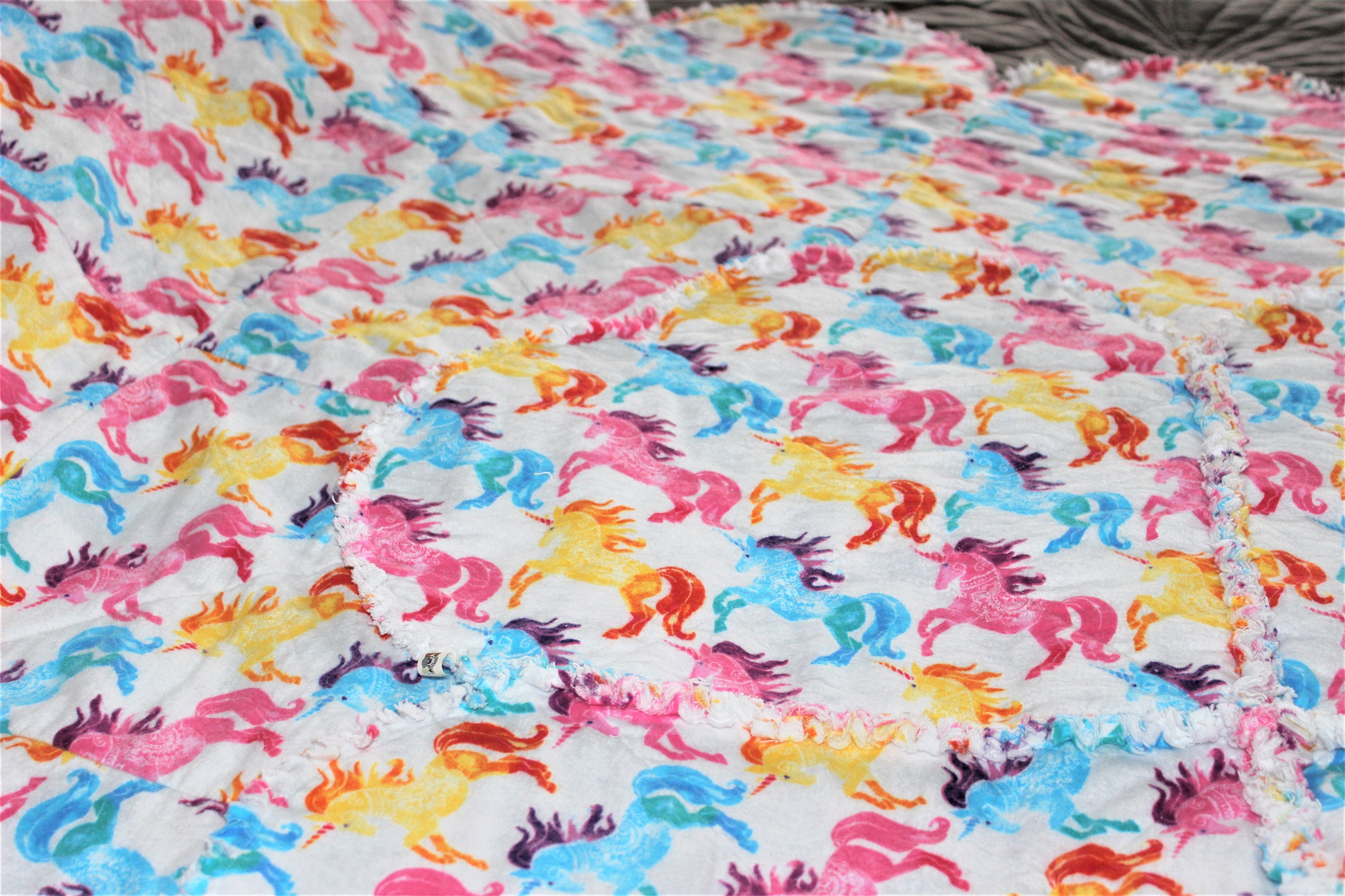 UNICORN Blanket Flannel Rag QUILT Rainbow Unicorns Princess | Etsy