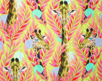 Tula Pink EVERGLOW Neck For Days Giraffes Moonbeam Quilt Fabric - BTHY