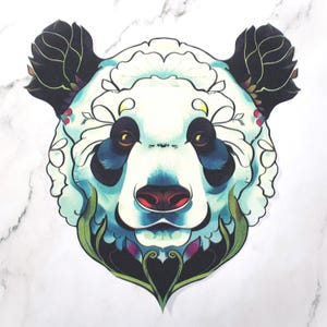 Aplikacja do prasowania Panda Art, tkanina patchworkowa wycinana ręcznie - 8,5" x 9"