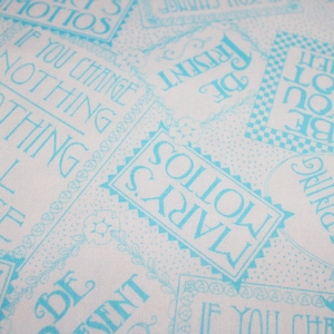 MARY ENGELBREIT Quilt Fabric Mottos To Live By Blue - BTHY