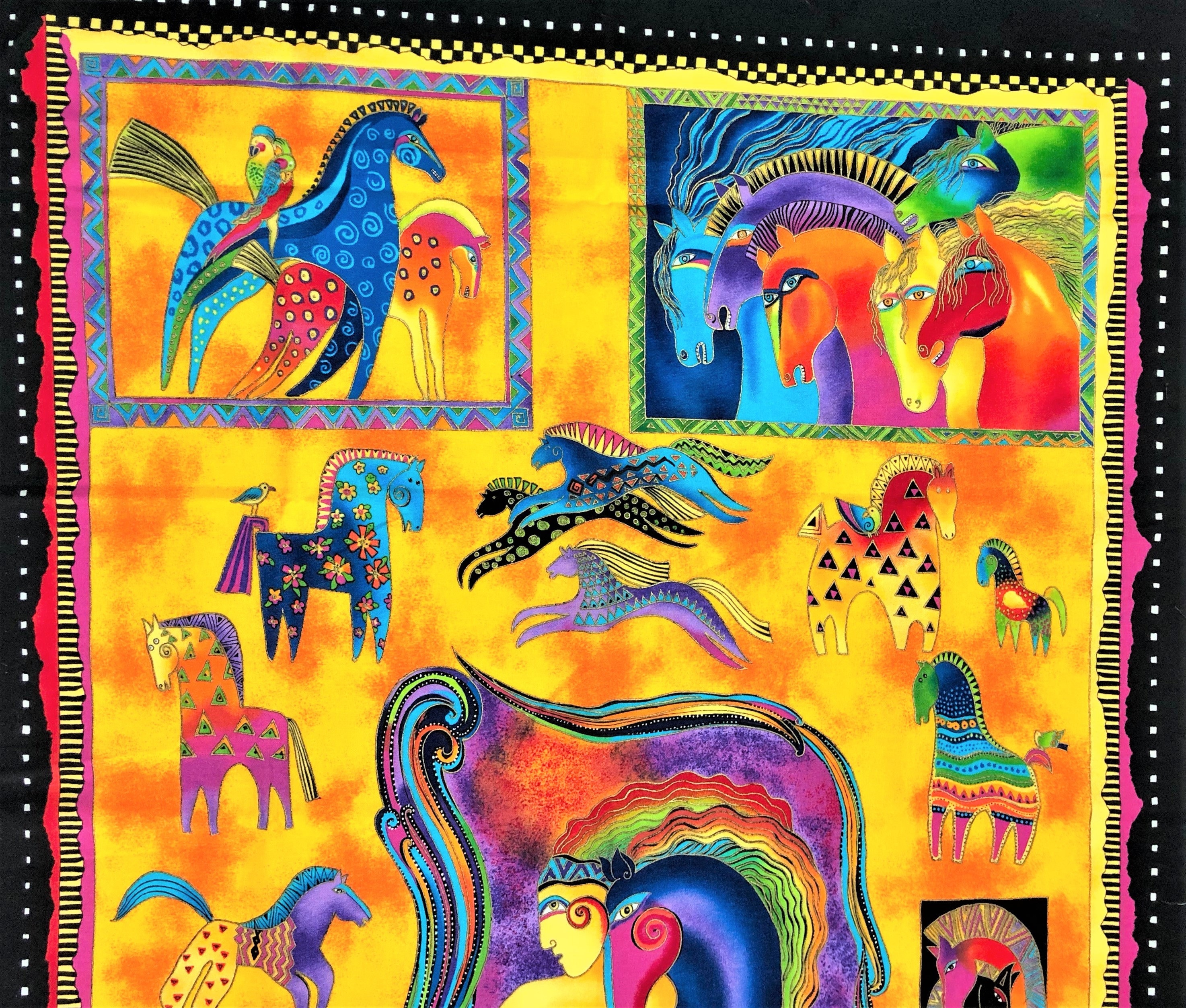 Laurel Burch MYTHICAL HORSES Fabric Panel 2 Colors Available Etsy