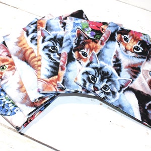 WHOLESALE CLEARANCE 6 PACK Garden Kitties Precut Fat Quarters