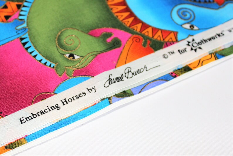 BTHY Laurel Burch Rare Oop EMBRACING HORSES Large Heads Brights Fabric