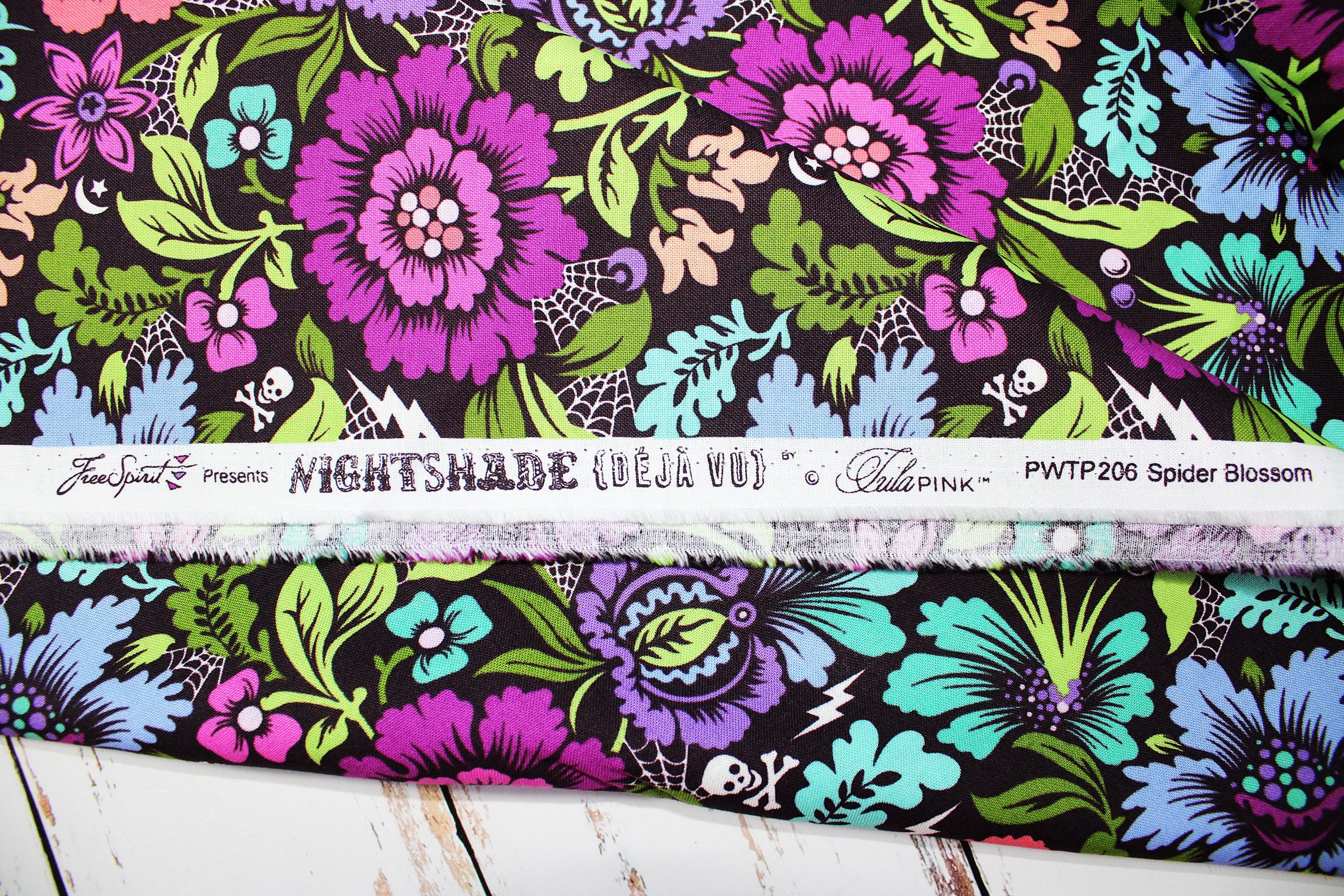 Tula Pink NIGHTSHADE Deja Vu Quilt Fabric Spider Blossom Equinox
