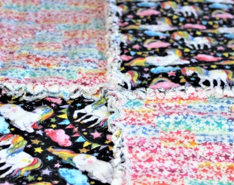 UNICORN Blanket Flannel Rag QUILT Rainbow Unicorns Princess Baby Blanket Quilt Throw 50"x56"