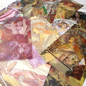 ALPHONSE MUCHA Decorative Vintage Scrapbooking Journal Collage Ephemera Papers 20pc Set