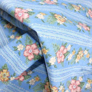 MARY ENGELBREIT Upholstery Home Decor Fabric Home Inspirations Lightweight Denim Floral Stripe - BTHY