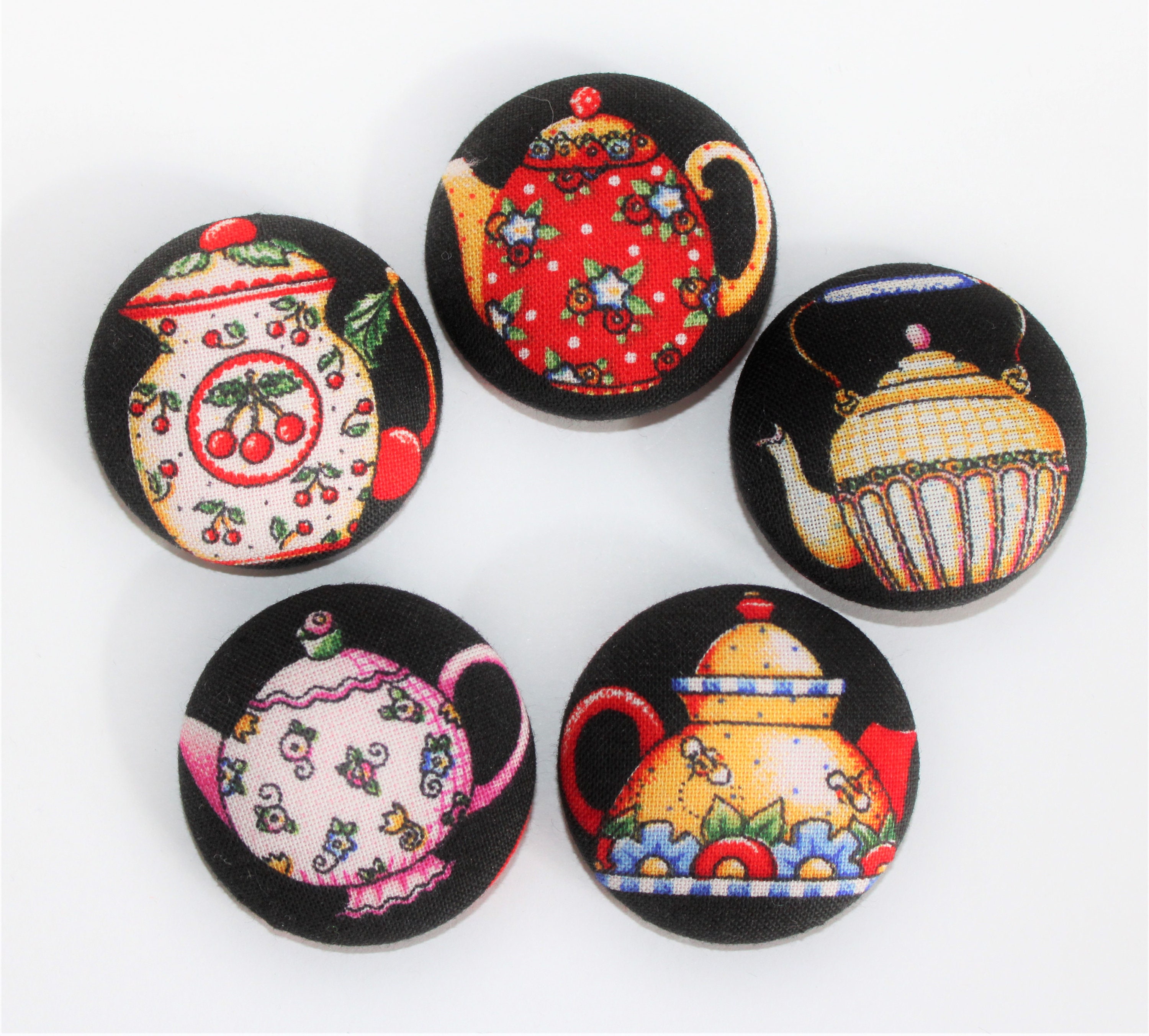 Mary Engelbreit Fabric BUTTONS DIY Craft Handmade Teapots SET Etsy