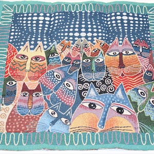 Cats FABRIC PANEL Tapestry Jacquard Pillow Panel - Cat Crowd