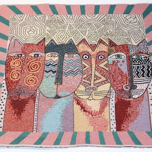 Cats FABRIC PANEL Tapestry Jacquard Pillow Panel - Cat Quartet