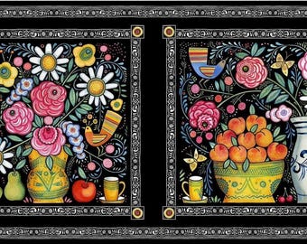 PLENTY Two Block Quilt Fabric Panel Julie Paschkis - 23.5" x 44"