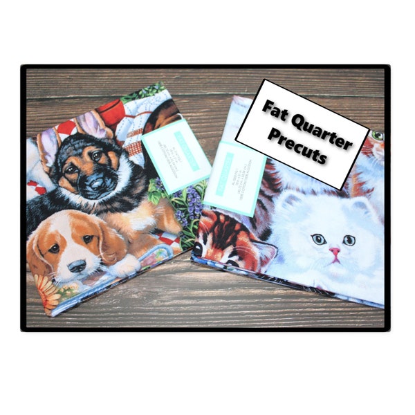 FAT QUARTER Precuts Garden Puppies & Kitties by David Textiles