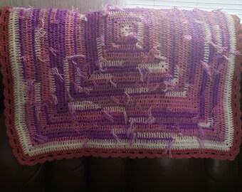 Crocheted Throw/Blanket in Purples