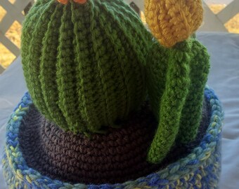 Crocheted Basket of Cacti