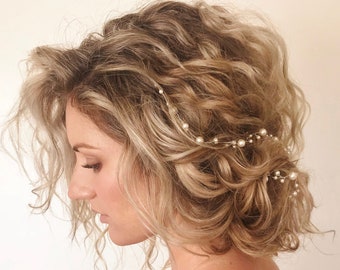 Pearl Hair Vine,Delicate Bridal Hairpiece,Simple Pearl Wedding Hair Accessory, Swarovski Round Pearl Headband,Bridal Wreath,Elegant Halo
