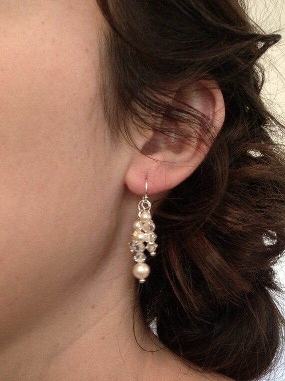Customised Bridal Earrings, Swarovski Pearl Crysal Earrings