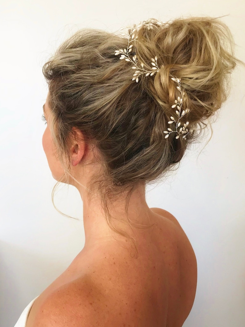 Leaf Bridal Hair Vine, Boho Wedding Hair Piece Pearl Halo Accessory