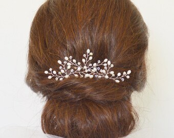 Freshwater Pearl Wedding Hair Accessories Modern Elegant Bridal Hair Pins Swarovski Crystal Wedding Hair Clips  Beach Garden bride set of 3