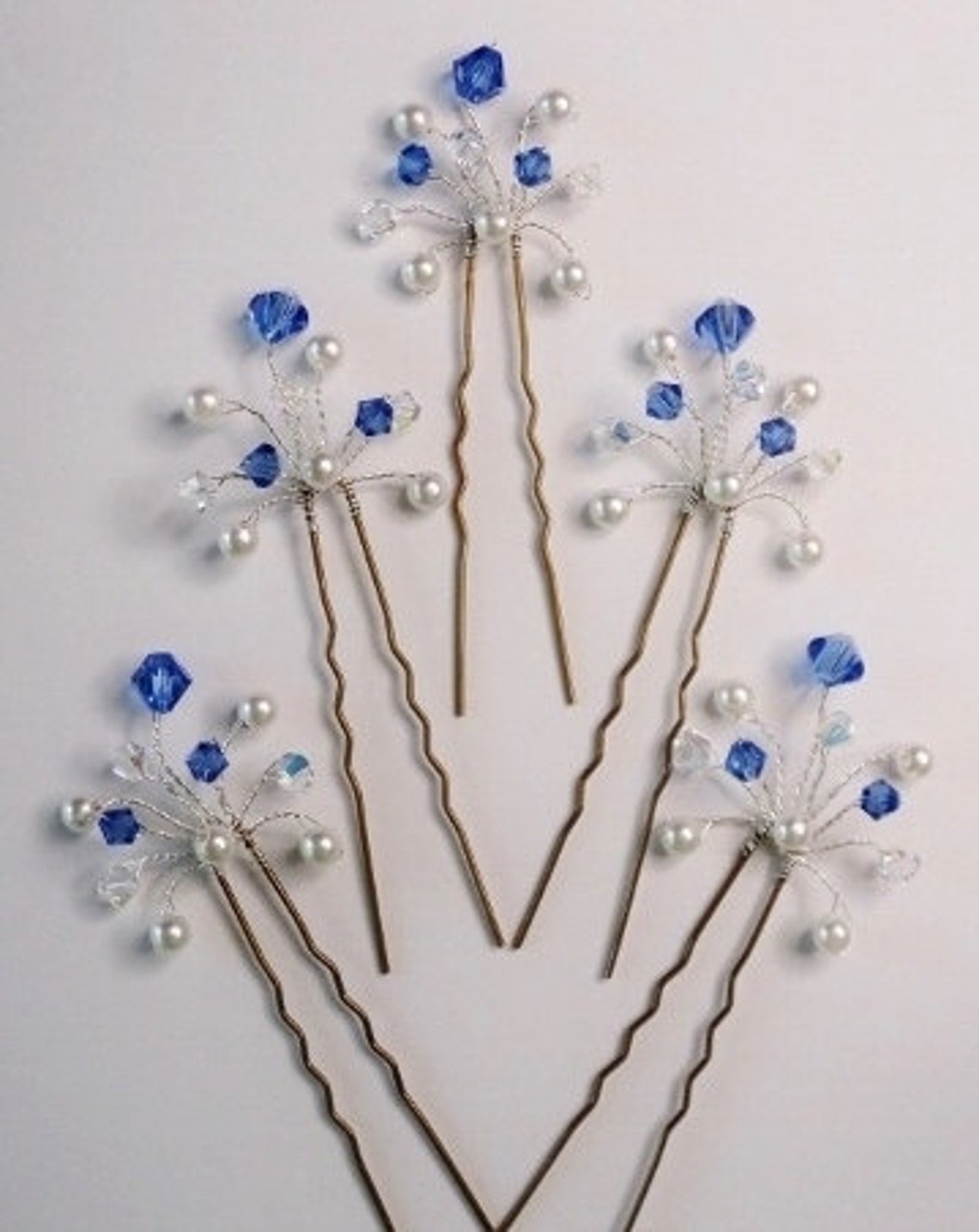 Sapphire Crystal Hair Pins Swarovski Crystal Hair Pins Blue Etsy