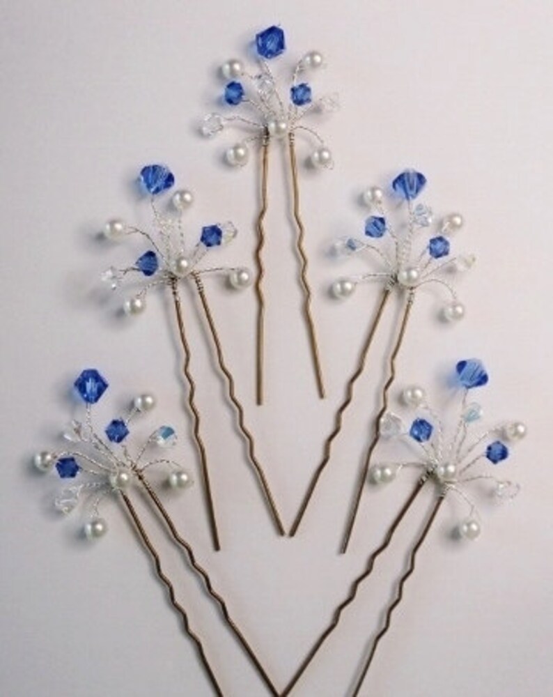Sapphire Crystal Hair Pins Swarovski Crystal Hair Pins Blue Etsy