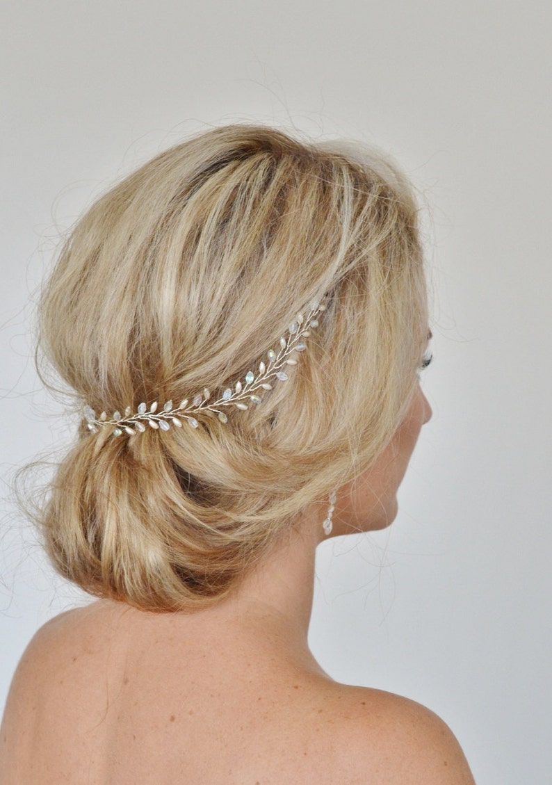 Bridal Hair Vine,Wedding Hair Vine,Pearl Crystal Hair Vine, Fern Leaf Head Piece, Bridal Hair Accessories,Bridal Headband, Wedding Headband image 2
